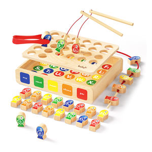 Giocattoli sensoriali in legno Montessori per bambini da 1 a 3 anni, gioco magnetico di pesca e selezione con 26 lettere - Product Image 1