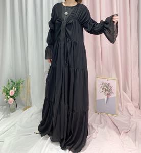 Robe maxi en mousseline de soie à manches longues, design élégant et doux, vêtements islamiques pour filles, abaya ouverte pour femmes musulmanes 2022 - Product Image 6