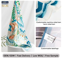 Foulard carré 100 % soie de mûrier personnalisé, imprimé artistique abstrait peint à la main, OEM ODM, faible MOQ, ourlet et étiquette personnalisés