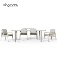 Ensemble de mobilier de jardin extérieur en aluminium imperméable pour terrasse, table et chaises de restaurant modernes, vente en gros d'usine