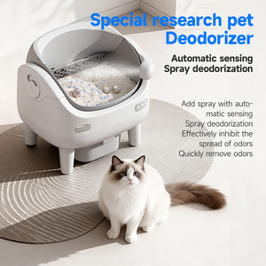 Litière Intelligente Désodorisante pour Chat avec Pulvérisation et Purification, Toilette pour Animaux à Changement de Sable en Un Clic, Blanc Hiver - Product Image 3