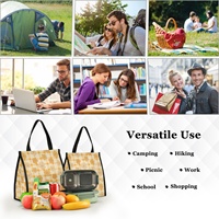 Sac isotherme réutilisable en nylon imperméable jaune à motif floral Palaka Hawaï Puakenikeni personnalisé, sac de déjeuner portable et tendance