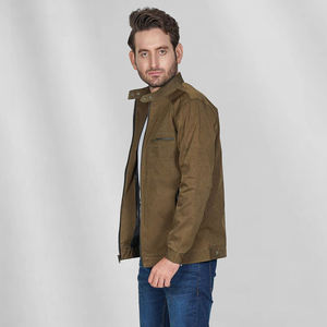 Chaqueta de Cuero y Lona Formal para Hombre, Personalizable, Cuello Alto, Estilo Profesional, Manga Larga, para Invierno - Product Image 3