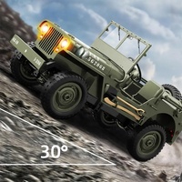 Prêt à fonctionner 1:10 1941 Willys MB véhicule militaire JJRC RC Trail Crawler 4X4 2.4G proportionnel radiocommandé camion treuil auvent
