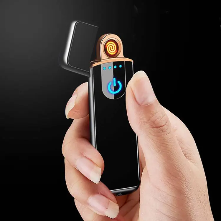 新しいミニ防風タッチセンサーメタルフレームレス充電式電子USBシガレットライター
