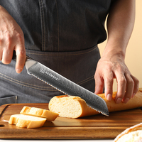 Couteau à pain dentelé de 8 pouces, acier Damas 67 couches, cœur en VG10, couteau à gâteau avec manche en bois Pakka, couteau de cuisine professionnel