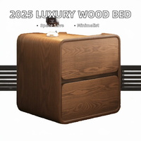 Nouvelle table de chevet de luxe moderne et minimaliste en bois massif 2026 |   Armoire de chevet simple et compacte, organisateur de meubles pour la maison