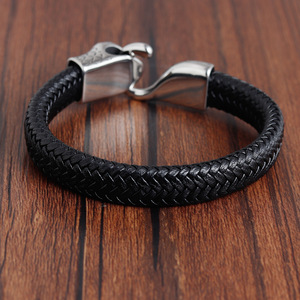 Venta al por mayor serpiente animal accesorio de cuero natural pulsera de joyería brazaletes de acero inoxidable pitón encanto brazalete para hombres - Product Image 4
