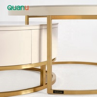 Vente en gros de meubles de maison Quanu 670106B table basse haute et courte de luxe en métal doré table de salon ronde nordique