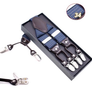 Bretelles en cuir pour hommes, forme en Y, 35 mm de large, avec 6 clips robustes - Product Image 5