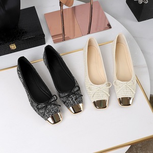 2025 Elegant Women Metal Square Toe Ladies <b>Bow</b> Flat <b>Shoes</b> - Product Image 5