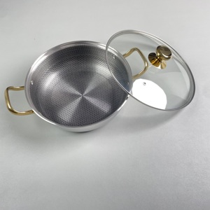 Petek yapışmaz kaplama çift saplı temperli cam kapaklı lüks ev ve mutfak paslanmaz çelik tencere tencere - Product Image 3
