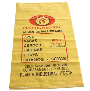 Embalaje de plástico de tela de polipropileno, bolsa lisa de rafia tejida de PP, grano de maíz, soja, cacahuete y sal, 25kg, 50kg, 100kg, China