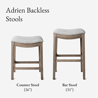Tabouret de bar moderne sans dossier avec siège rembourré - Tabouret de comptoir en bois pour salle à manger/bar - Facile à nettoyer - Capacité de 300 lb