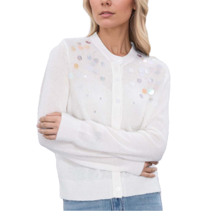 Service personnalisé Cardigans pour femmes en alpaga/laine <span class=keywords><strong>Pull</strong></span> en tricot de luxe respirant et brillant pour femmes avec paillettes - Product Image 1