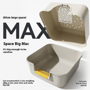 Litière pour chat Star Top extra large entièrement fermée, haute protection anti-éclaboussures, fournitures de toilette en plastique, vente en gros - Product Image 3