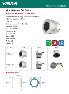 VIANS 24V Distance de détection réglable Standard LED Couleur Aluminium Shell Touchless Infrared Proximity <span class=keywords><strong>Switch</strong></span> - Product Image 2
