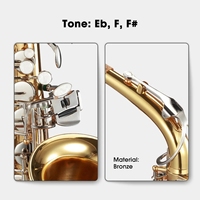 HUASHENG – Saxophone Alto Eb Be E, plat, Construction en laiton massif, couleurs dorées, Saxophone Alto avec sangles d'embout buccal
