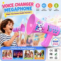 Megáfono de Juguete con Cambiador de Voz para Niños, 5 Efectos de Sonido Divertidos, Sirena, Bocina de Coche, Voz de Robot, Control de Eco, Recargable, Regalo para Fiestas Infantiles