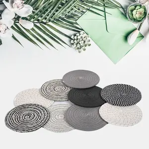 Round Placemats Heat Resistant Cotton Rope Braided Placemats for Dining Tables Thick Fabric Absorbent Table Mats