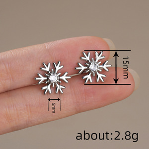 Orecchini a Forma di Fiocco di Neve per Donne, Design Natalizio, per Uso Quotidiano, Regalo per Feste, Accessori - Product Image 6