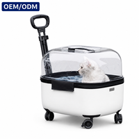 Poussette de luxe transparente pour animaux de compagnie, grande capacité 73L, avec poignée télescopique, roues pivotantes à 360° et fermeture éclair
