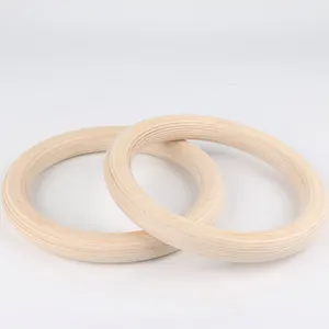 Anéis ginásticos de madeira para exercício, equipamento de ginástica personalizado