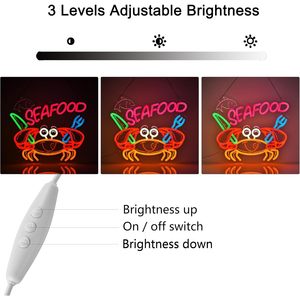 Seafood Letreros Neon LED indoor hanging ambient light shop <b>sign</b> wall decoration light entrance indicator light luminous <b>sign</b> - Product Image 2