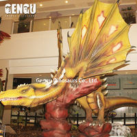 Statue de dragon grandeur nature, dragon rouge chinois mécanique