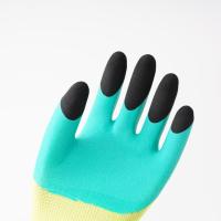 Gants de travail de jardin durables et respirants en tricot antidérapant avec revêtement en mousse de latex verte et double trempage