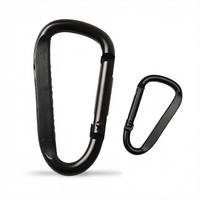 Carabiner Bentuk D Tugas Berat Bahan Aluminium Alloy Ukuran 8 (76x40mm) Lepas Cepat Penghubung Ransel Perlengkapan Luar Ruangan Cincin Pengait Hitam