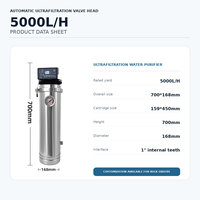 Purificateur d'eau à ultrafiltration en acier inoxydable avec manomètre et port de vidange pour usage domestique multi-sorties