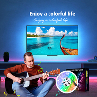 Set Lampu Strip LED 5V, Strip LED Musik RGB 5050, Remote Control 24 Tombol/Antarmuka USB, Lampu Ambient untuk Lampu Latar TV