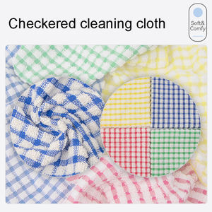 100% コットンティータオル,カラフルな市松模様のキッチンクリーニングタオル,多機能大吸収性ピュアコットン食器布 - Product Image 2