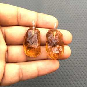 พลอยซิทรีนสีเหลืองธรรมชาติ2ชิ้นไม่ผ่านการบำบัด92.5ดิบจี้เงินสเตอร์ลิงประดับพลอยเกิดใหม่ - Product Image 3