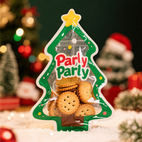 Arbre de Noël personnalisé forme spéciale Mylar sac avec fenêtre transparente pour Cookie Biscuit alimentaire Ziplock pochette Mylar sacs