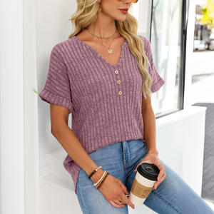 เสื้อยืดผู้หญิงแบบลำลองทรงหลวมระบายอากาศได้ดีเสื้อถักติดฉลากสีขาว - Product Image 6