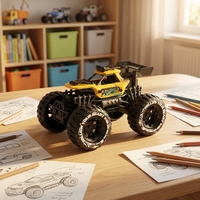 Lot de 3 Jouets Monster Truck en Plastique à Friction, Modèle de Voiture de Course Tout-Terrain Durable avec Châssis, Véhicule SUV de Simulation à Grandes Roues