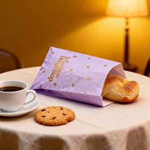 Customized Professional Eco-Friendly Greaseproof Disposable <b>Paper</b> <b>Bags</b> for Burger Bread Food Takeout with PE Coating Logo Option - Product Image 2