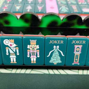 Nouvel arrivage : Jeu de Mahjong américain imprimé UV avec faces bleu sarcelle foncé et dos lavande pour les réunions de famille en vacances - Product Image 3