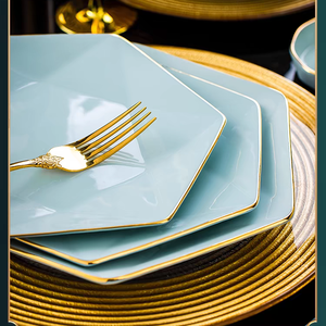 <span class=keywords><strong>2025</strong></span> nóng Bán bộ đồ ăn Đặt bát tấm ánh sáng sang trọng màu sứ Bộ đồ ăn bằng gốm - Product Image 2