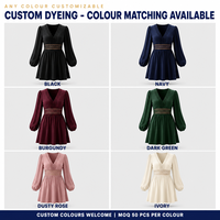 Robe Courte Femme Personnalisée avec Dentelle, Col en V Profond, Manches Ballon, Coupe Évasée, Vente en Gros, Fabrication OEM ODM