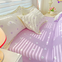 Chic Sweet Love Pattern Flach betttuch Set Schön gefühlter Bett bezug Vierteiliges Bettwäsche set