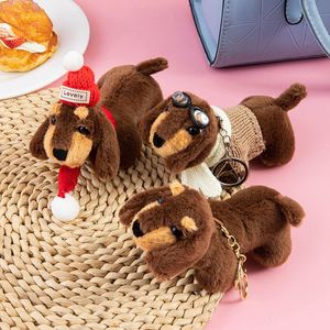 Porte-clés en peluche chien saucisse de dessin animé mignon de 15 cm, pendentif de sac, mini poupée, cadeau de Noël - Product Image 4
