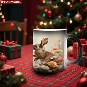 Mug magique noir givré 11oz en céramique sensible à la chaleur avec impression personnalisée - Product Image 2