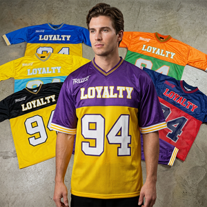 Maillot de football américain Tissu en maille pour adulte Col V Manches courtes Loose Design OversizedAmerican Football Wear - Product Image 1