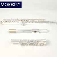 MORESKY 17 Open Holes C Key Flute Cupronickel Silver Plated with E Key Carved Pattern Brass Made in China MFL-803