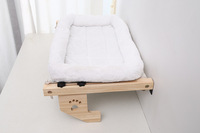 Hamac de perchoir de lit de fenêtre de chat en bois stable moderne avec le coussin démontable Installation facile aucun besoin de percer des trous