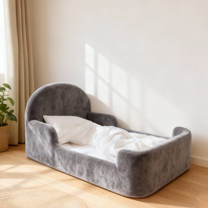 Sofá Cama Infantil Popular con Bordes Redondeados, Espuma Pura, Seguro para Niños, para Jugar y Dormir, sin Madera, Estructura Baja, Sofá de Piso para Dormitorio - Product Image 2