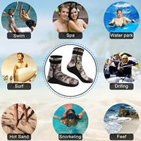 Kaus Kaki Pantai Neoprena Hangat dengan Sol Anti Selip, Kaus Kaki Selam dengan Tali Pengikat yang Dapat Disesuaikan Motif Kamuflase untuk Berjalan di Terumbu Karang & Berselancar